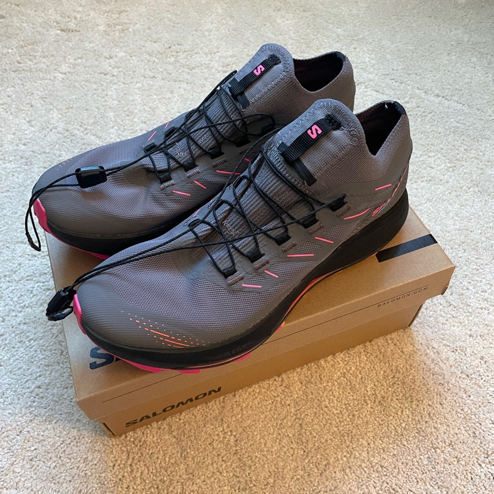 Salomon Gray Athletic Trail Shoes with Pink Accents - Picture 3 of 8